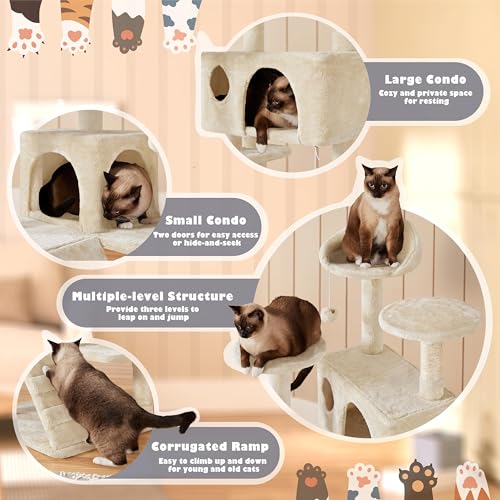Yaheetech 54in Cat Tree Tower Condo Furniture with Scratch Post Y196