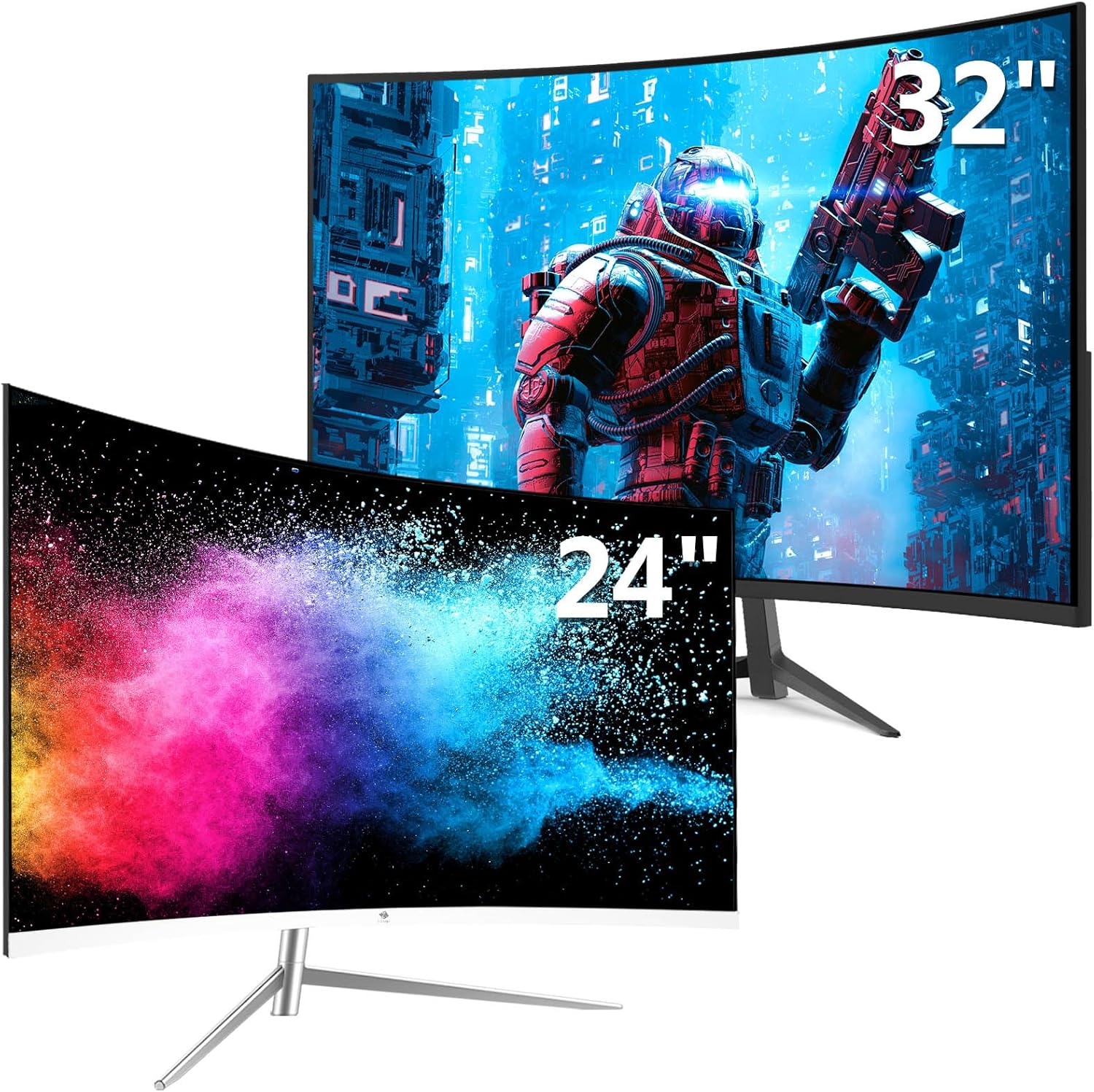 Z-Edge Curved Gaming Monitor Bundle [24-inch and 32-inch 2 Pack] 165Hz(UG32)/75Hz(U24C) Refresh Rate,1080P(U24C)/1440P(UG32) Gaming Monitor AMD Freesync Premium Display