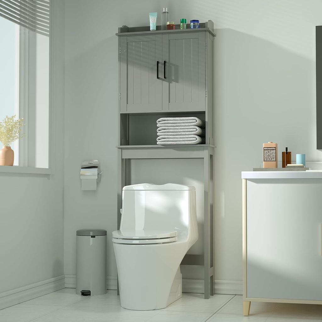 Over The Toilet Storage Cabinet with Adjustable Shelf, Grey V8403