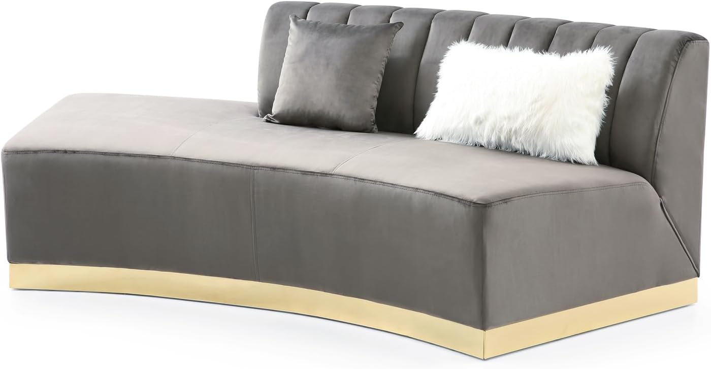 Brentwood Dark Gray Velvet Curved Armless Sofa T3167