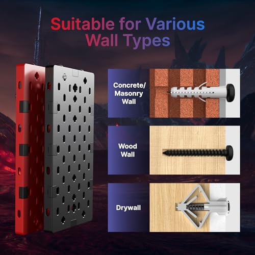 PEGZONE Controller and Headphone Holder Wall Mount, Modular Gaming Pegboard with Accessories, Black & Red R81990