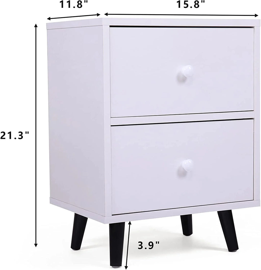 NLIBOOMLife Nightstand with 2 Drawers White U523826