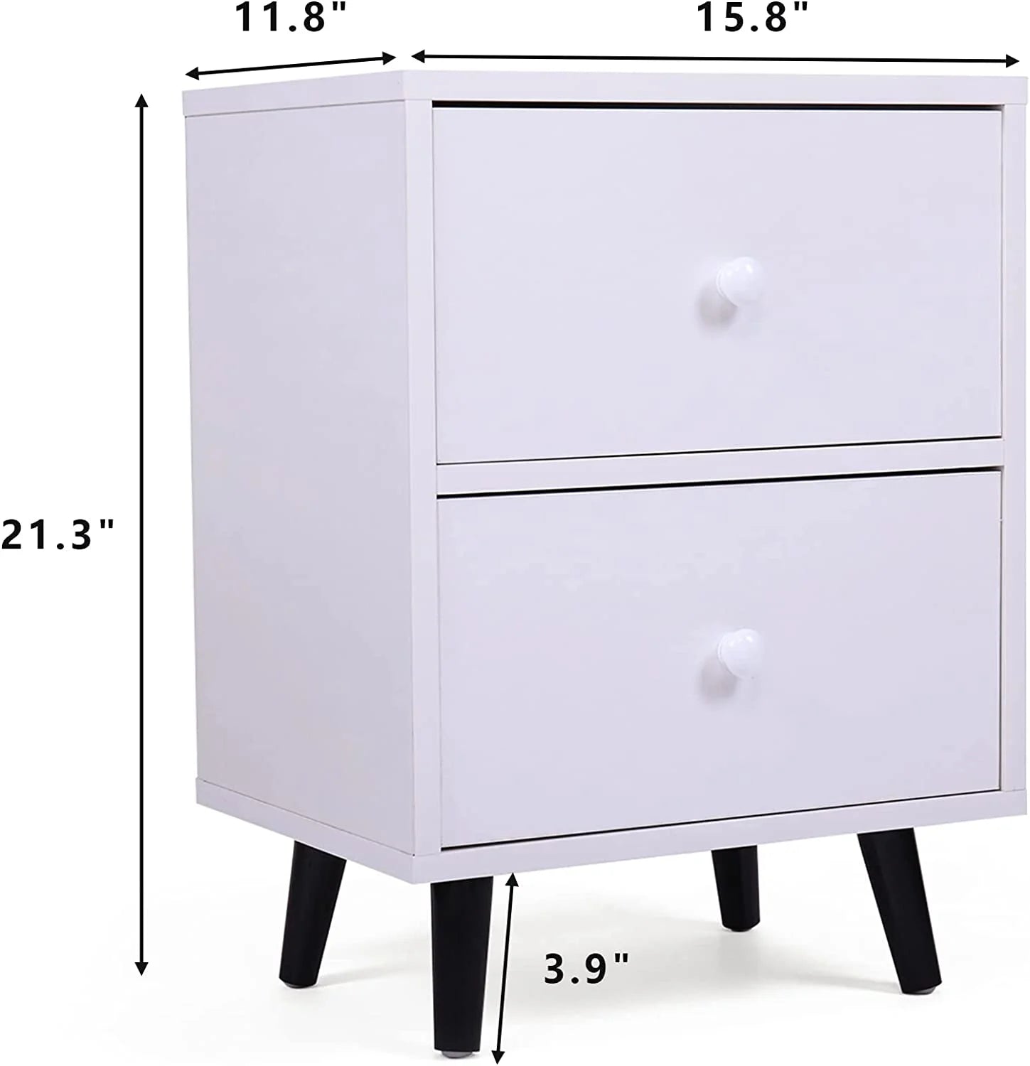 NLIBOOMLife Nightstand with 2 Drawers White U523826