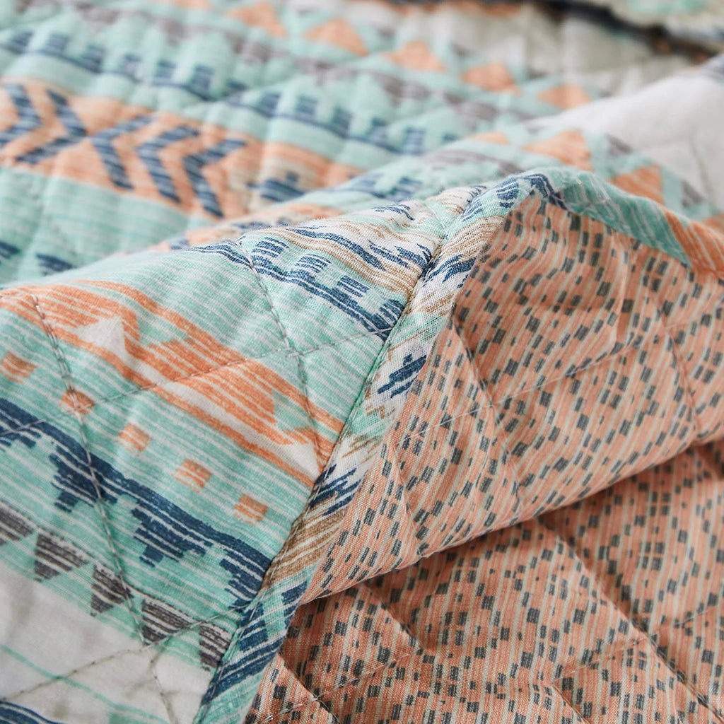Barefoot Bungalow Phoenix Southwestern Motif 3-Piece King/Cal King Quilt Set, Turquoise Z82004