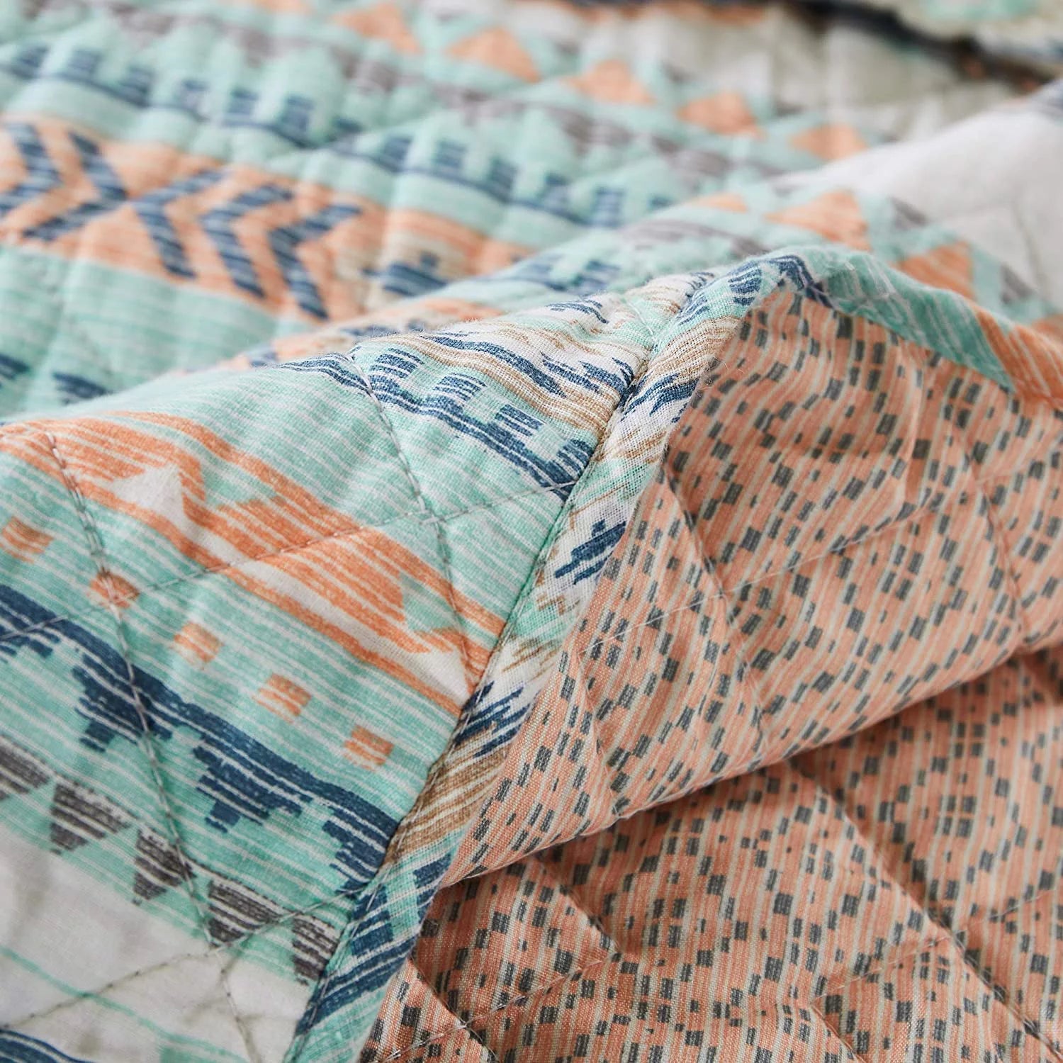 Barefoot Bungalow Phoenix Southwestern Motif 3-Piece King/Cal King Quilt Set, Turquoise Z82004