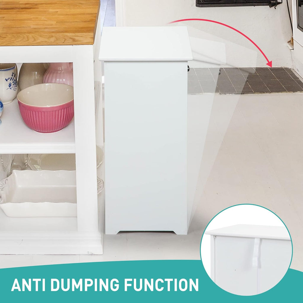 JAXPETY Tilt Out Trash Cabinet Kitchen Trash Can Holder, White R266234