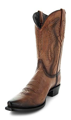 Soto Boots Men's Burnished Snip Toe Cowboy Boots Tan H50030 Q24181