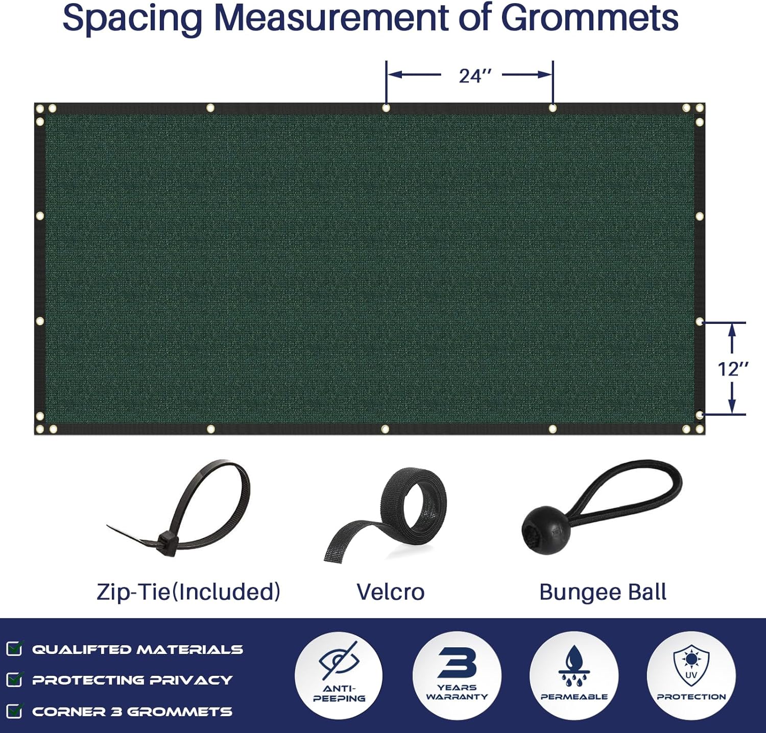 Green Privacy Fence Screen 5x26 ft Heavy Duty Mesh Shade Cover M33571