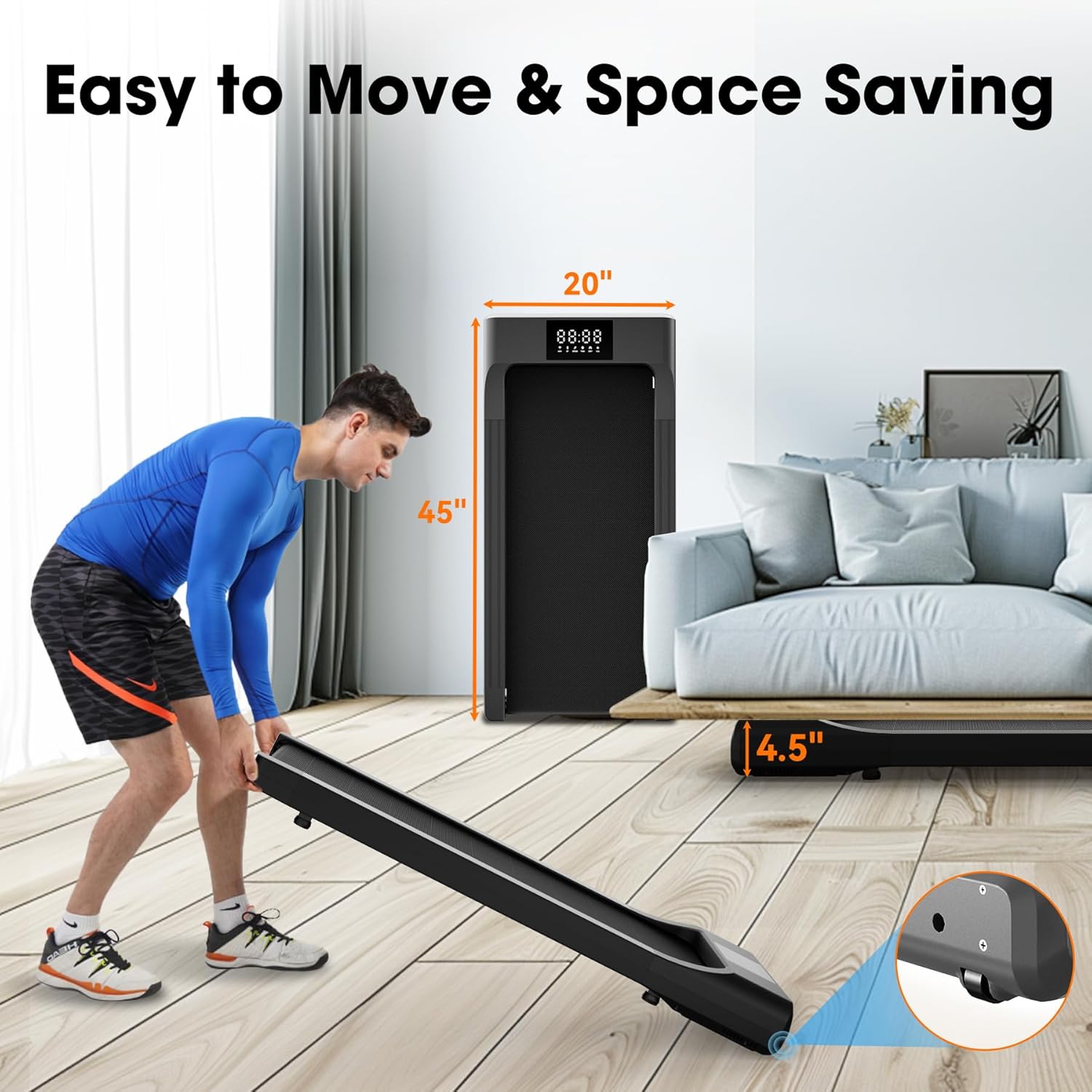SupeRun Walking Pad, Under Desk Treadmill, 2.5 HP Quiet Portable S83074