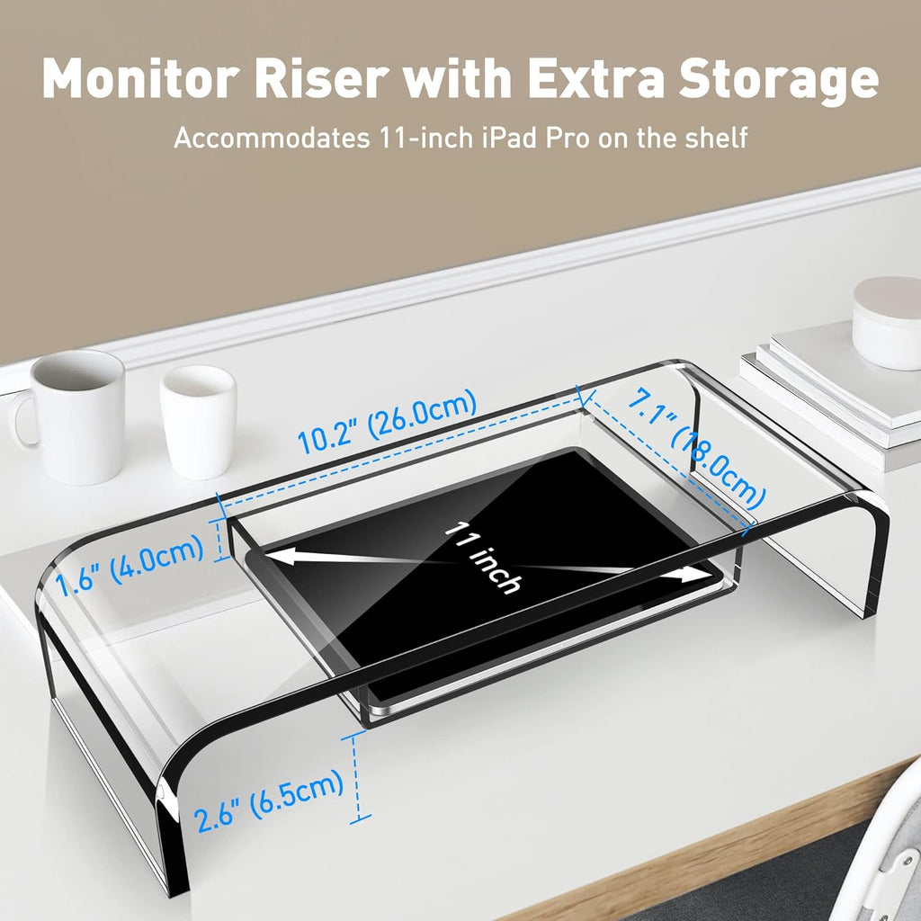 Clear Acrylic Monitor Stand Riser with Storage C979058
