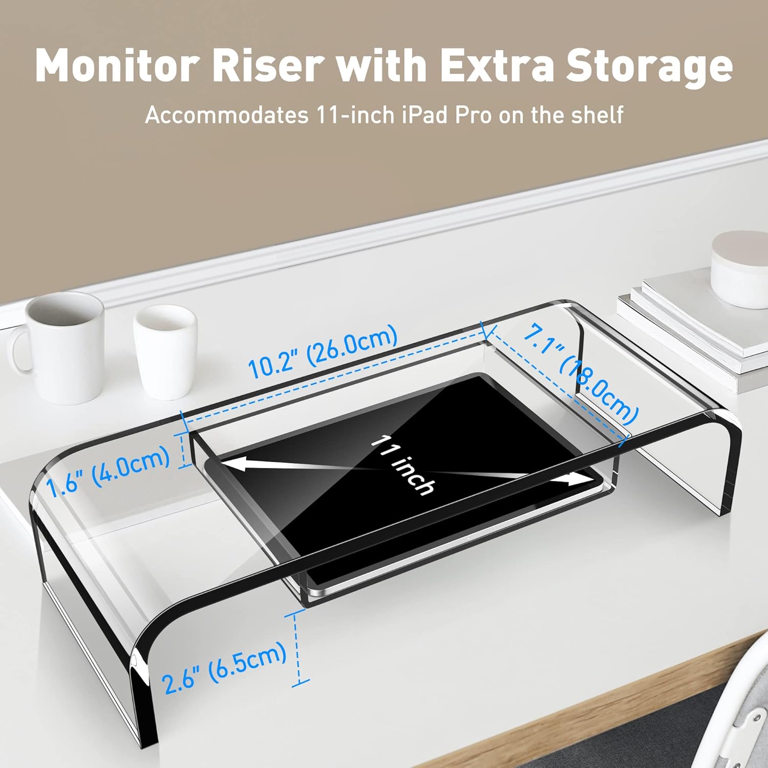 Clear Acrylic Monitor Stand Riser with Storage C979058