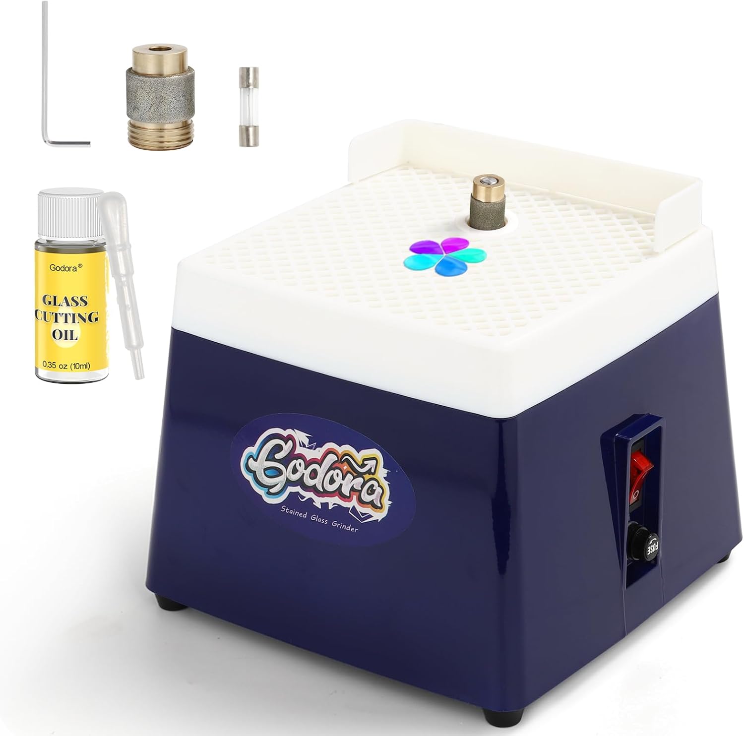 Stained Glass Grinder, Mini Glass Grinder Machine with 5/8" & 1" Grinder Bits, Stained Glass Kit & Glass Cutting Oil, Widely Used for Glass Processing Arts and Decoration - by Godora