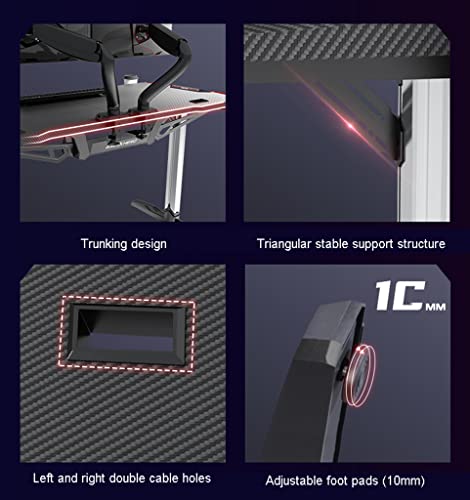 Gaming Desk with LED Lights and Cup Holder, Black E4531