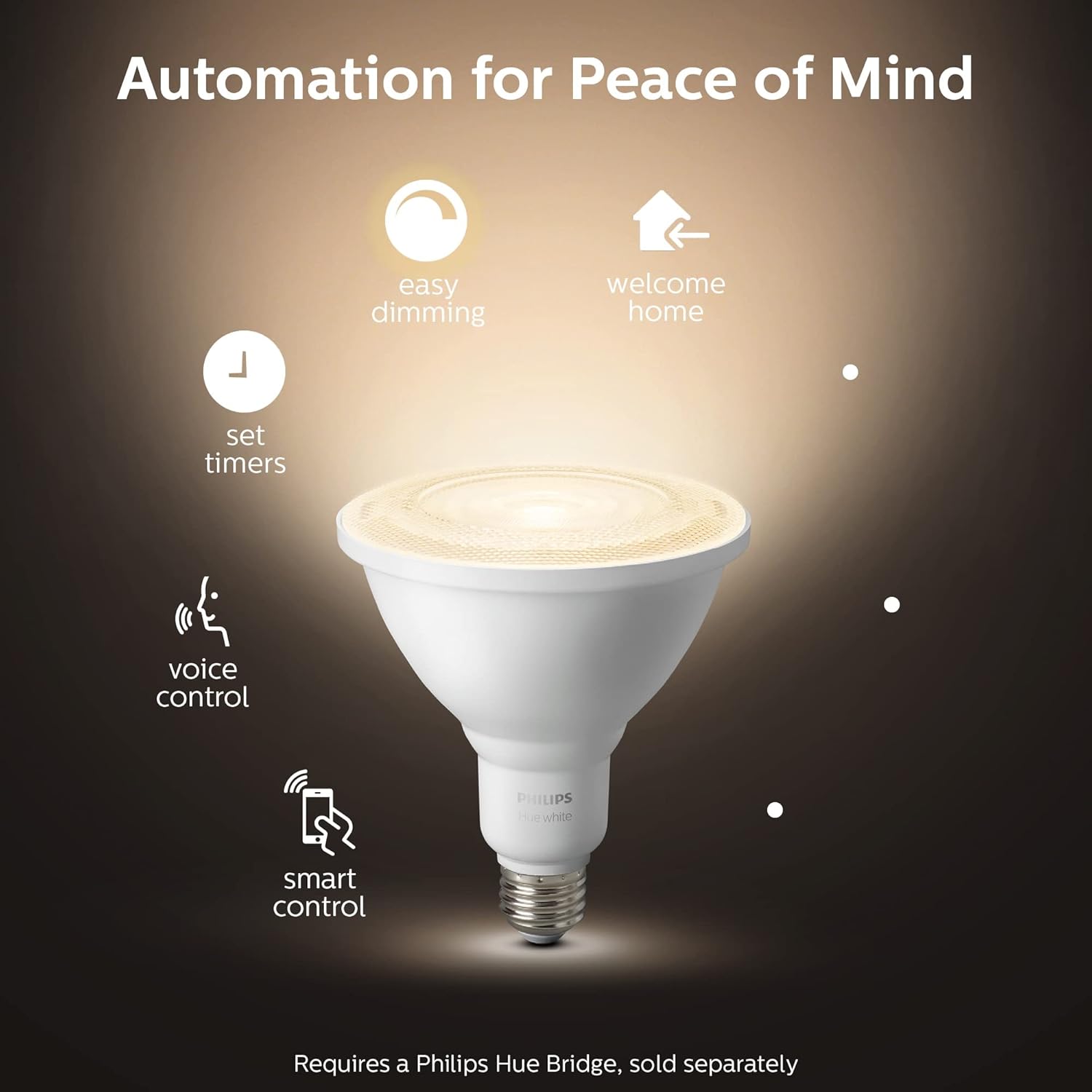 Philips Hue Smart PAR38 LED Bulb, Warm White, Outdoor Weatherproof, 1 Pack P490