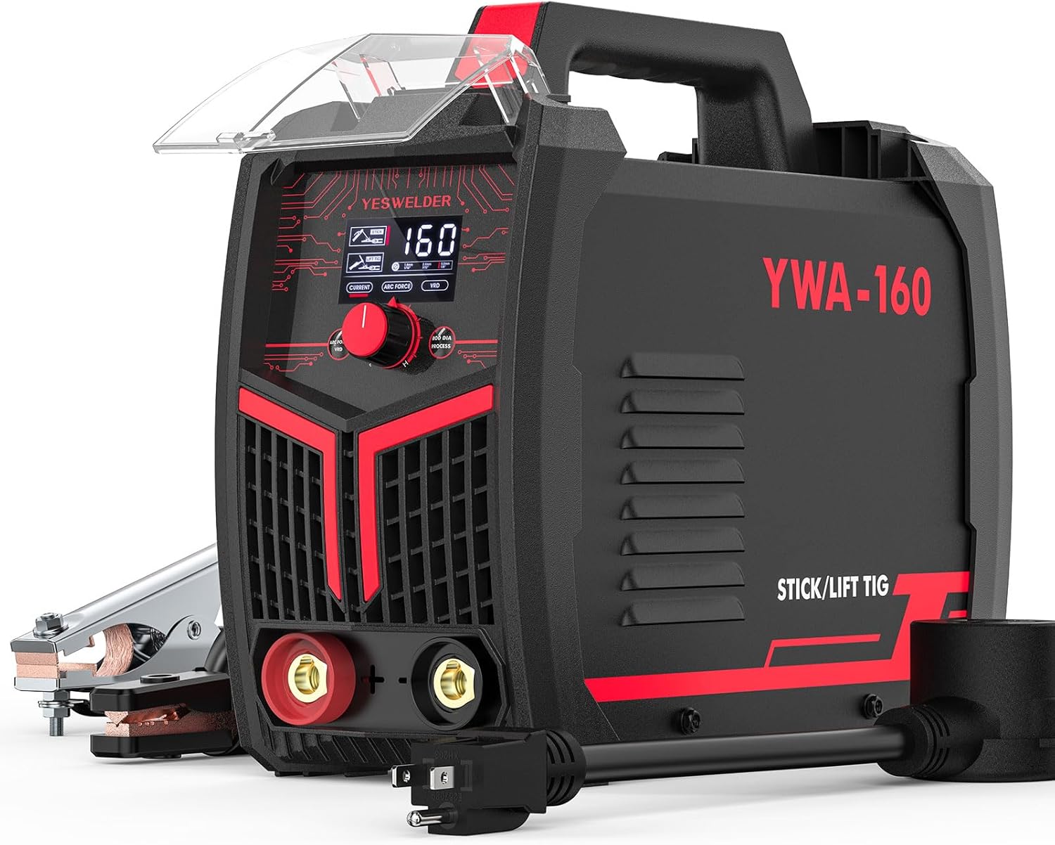 YESWELDER 110V/220V Stick Welder, LED Display 160Amp ARC Welder Machine with Synergic Control，IGBT Inverter Welding Machine with Hot Start Arc Force Anti-Stick