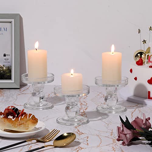 6 Pcs Glass Candle Holders for Pillar & Taper Candles, Wedding Centerpiece L868250