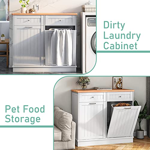 Tilt Out Trash Cabinet 10 Gallon White for Kitchen I38141