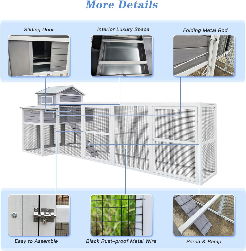 Extra Large Wooden Chicken Coop with Nesting Boxes and Perches S86686