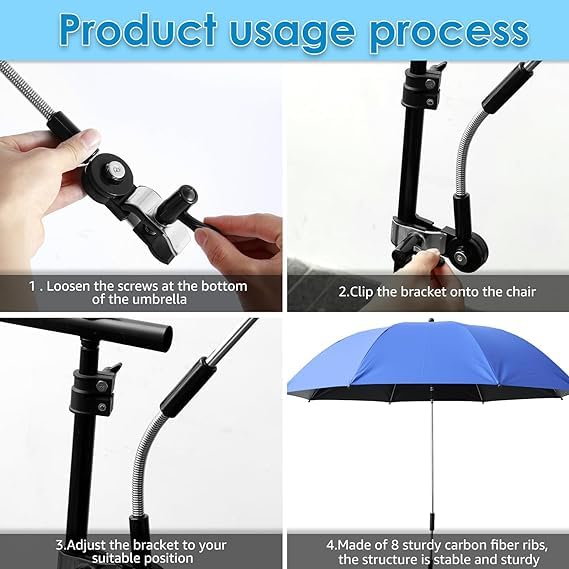 Chair Umbrella with Clamp, UPF 50+, 48 Inches for Patio Beach Chairs E521