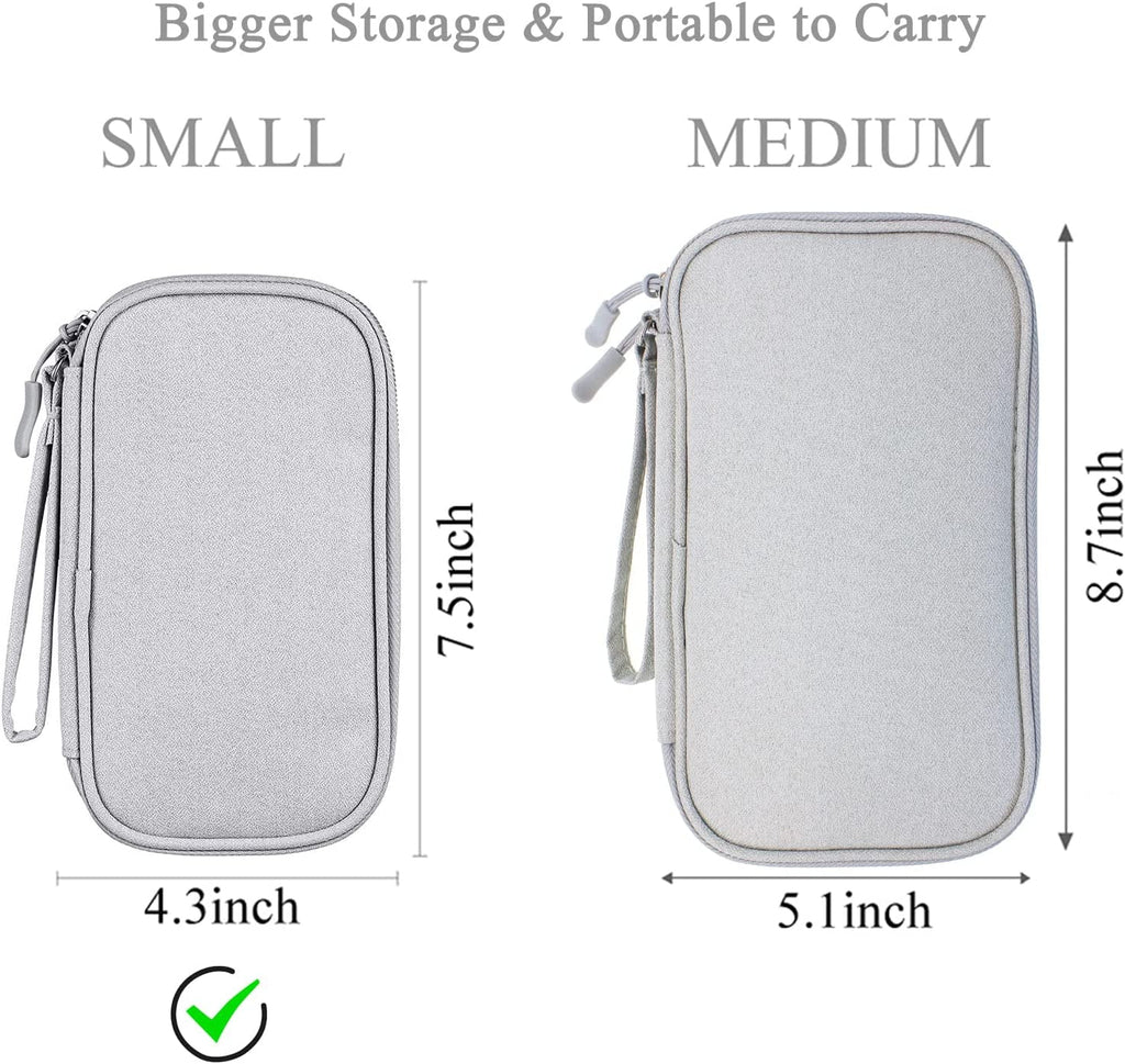 Travel Electronics Organizer Pouch Light Grey Storage Bag B895