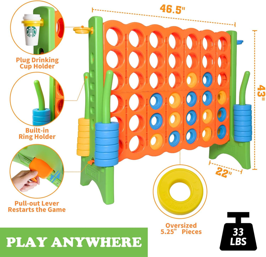 Jumbo Connect in-a-Row Game Set with Carry Bag, 48" Giant Plastic Game for Adults & Kids F261206