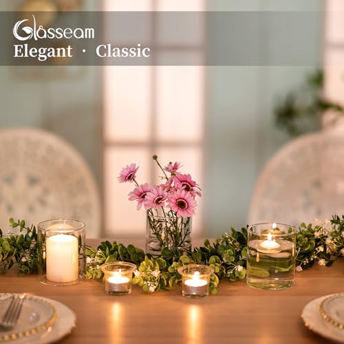 Glasseam Hurricane Glass Candle Holder Set of 6, Clear Cylinder for Pillar Candles, 6 inch X362759