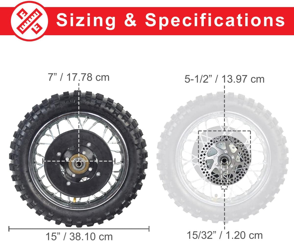 AlveyTech Rear Wheel Assembly for Razor MX500 MX650 Dirt Rocket Y174209