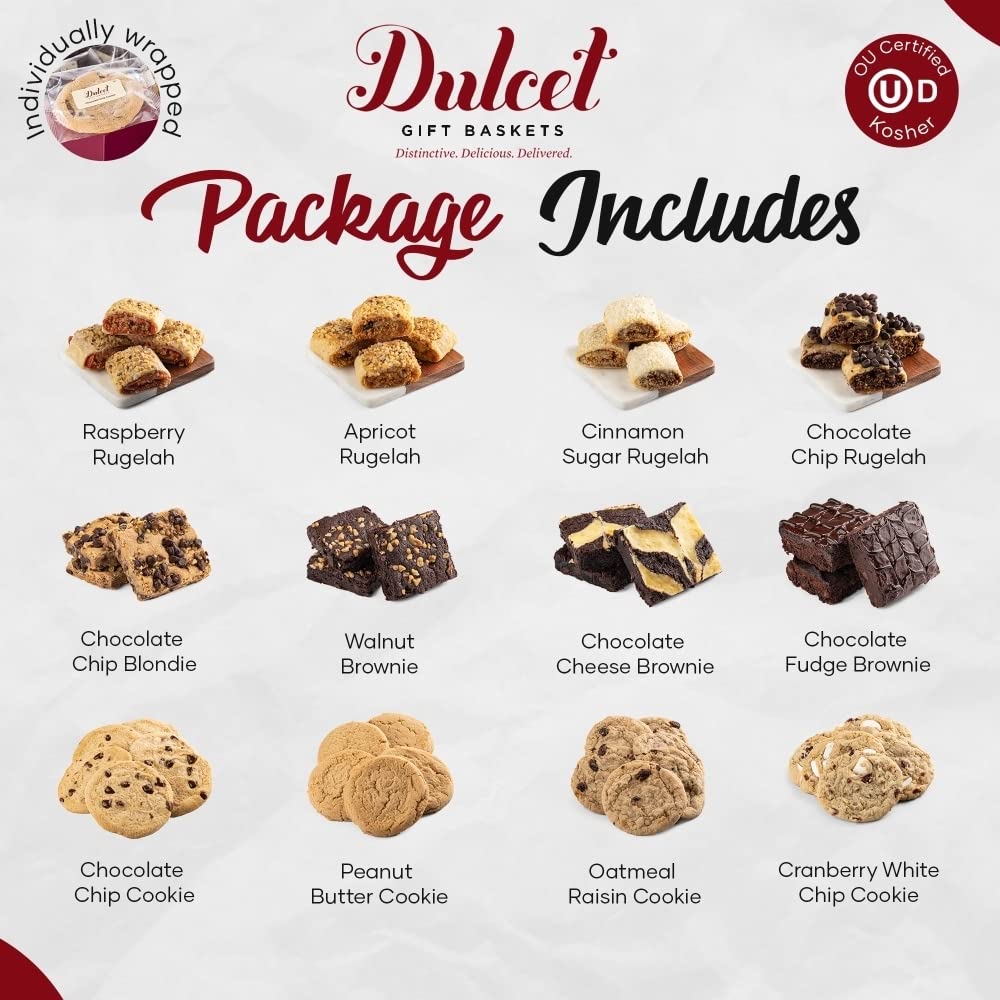 Dulcet Gift Baskets Signature Bakery Birthday Celebration Gift Tin with Cookies, Brownies & Rugelah B62990