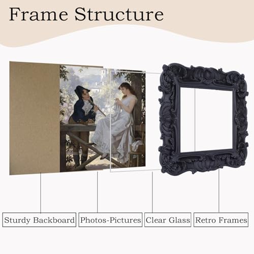 Antique Picture Frames 8x10 Vintage Victorian Ornate with Glass, Black S55546