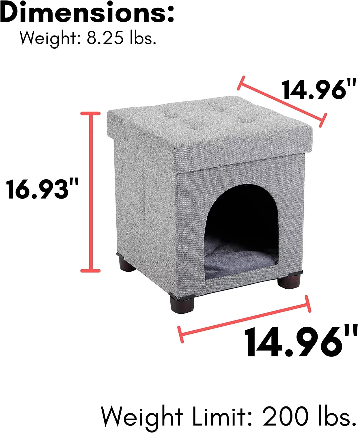 Pet House Bench Ottoman Cat Dog Furniture Bed Cozy Condo Cave A893403