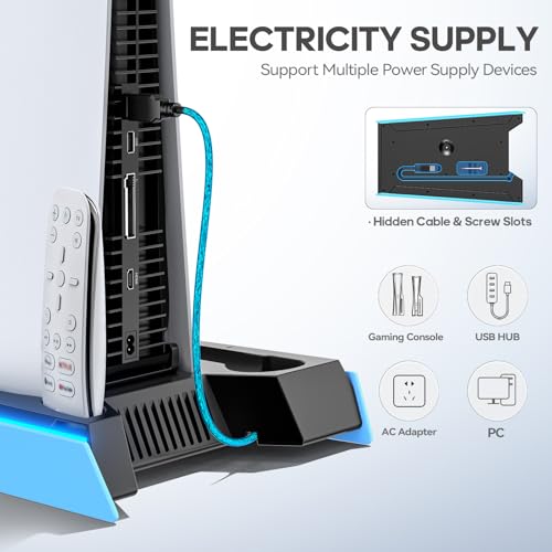 PS5 Stand with Cooling & Charging Station for Disc & Digital Console U78876
