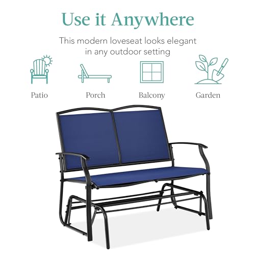 Best Choice Products 2-Person Outdoor Patio Swing Glider Bench with Textilene Fabric, Steel Frame P418487