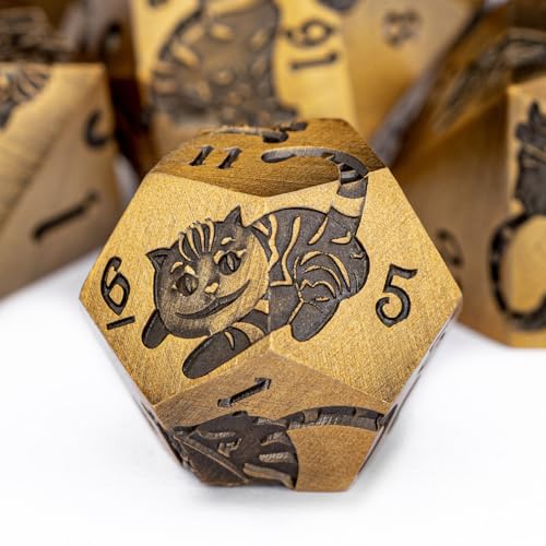 Metal DND Cat Dice 7PCS Polyhedral RPG Dice Set with Gift Case B373640