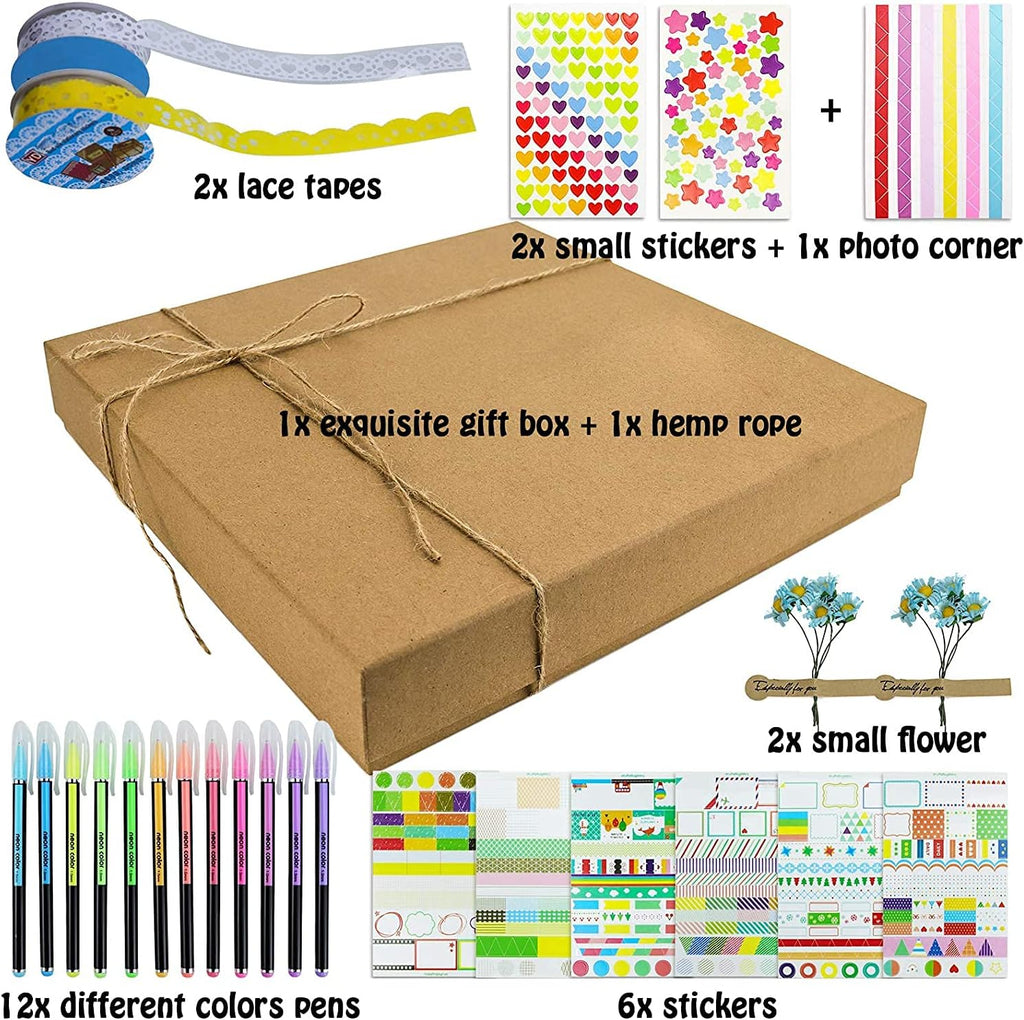 Vienrose DIY Scrapbook Photo Album Kit with Pens Tapes and Stickers, 60 Pages, Skyblue D57570