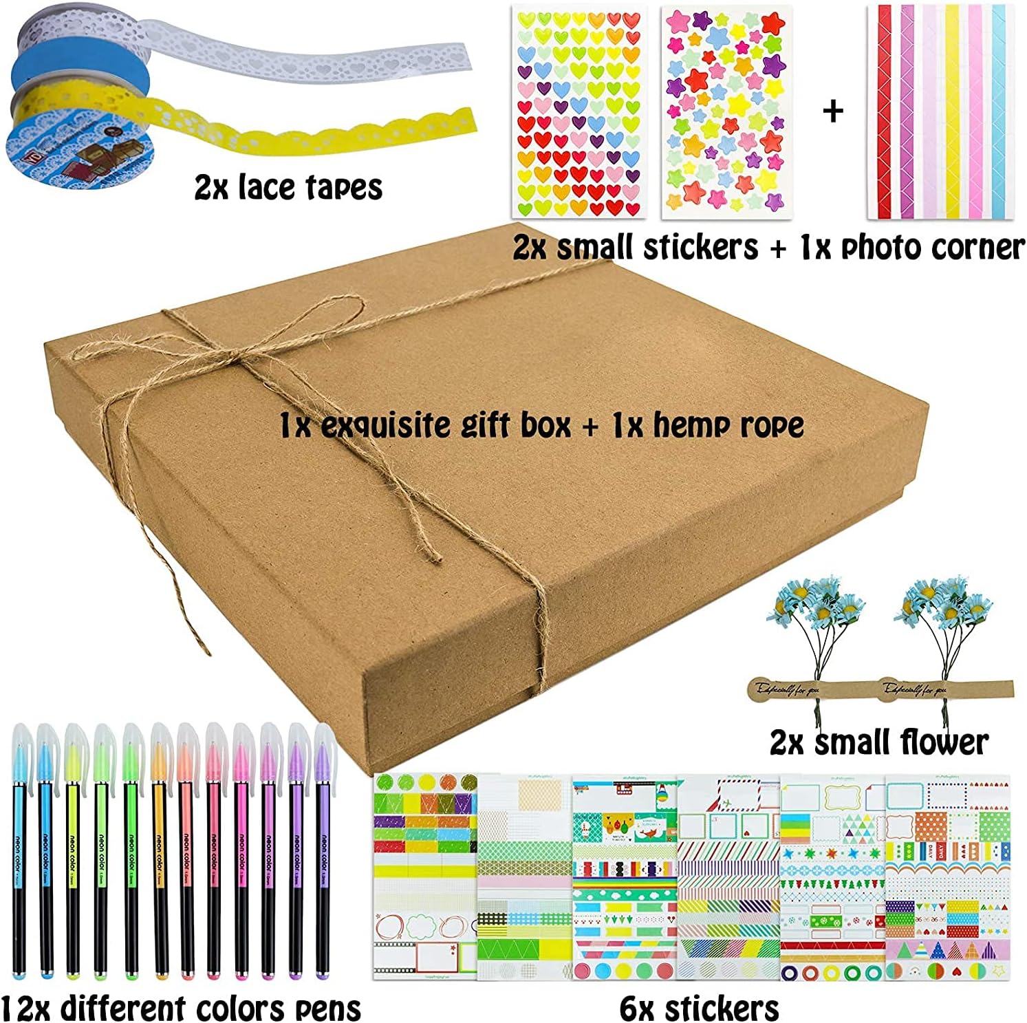 Vienrose DIY Scrapbook Photo Album Kit with Pens Tapes and Stickers, 60 Pages, Skyblue D57570