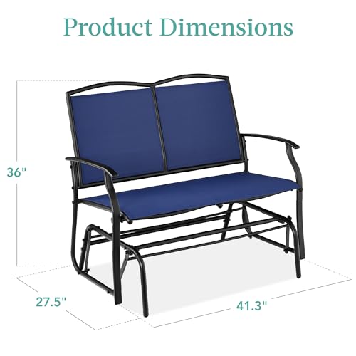 Best Choice Products 2-Person Outdoor Patio Swing Glider Bench with Textilene Fabric, Steel Frame P418487