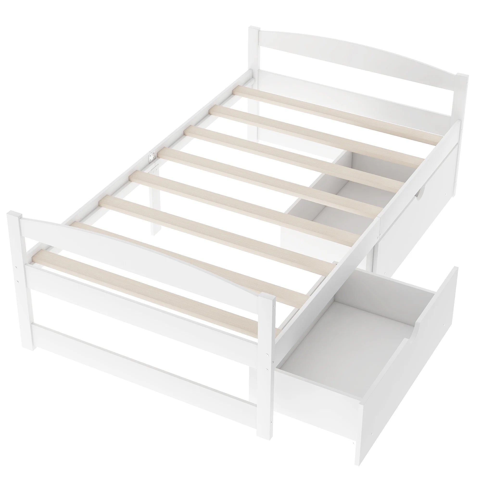 Double Platform Bed with Two Drawers White W854817