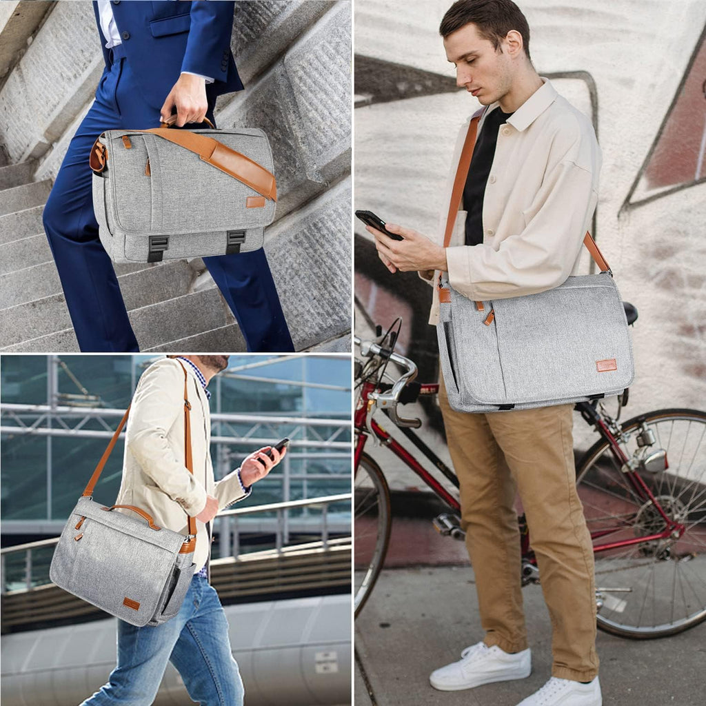 ESTARER Messenger Bag 17-17.3 Inch, Men's Water-resistant Canvas Laptop Shoulder Bag V9244