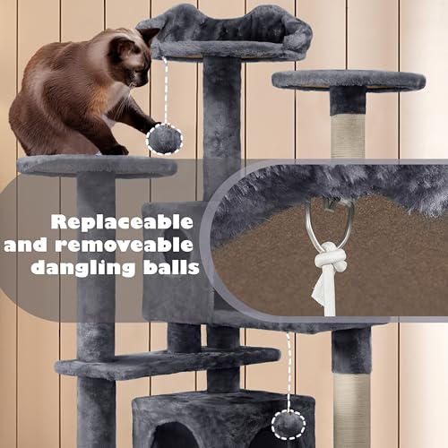 Yaheetech 54in Cat Tree Tower Condo Furniture with Scratch Post Y196