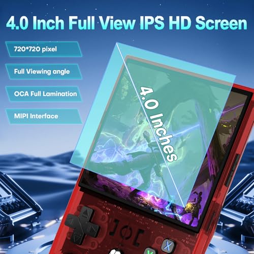 R36MAX Handheld Retro Game Console, 4.0 Inch IPS Screen, Transparent Gray Z561856