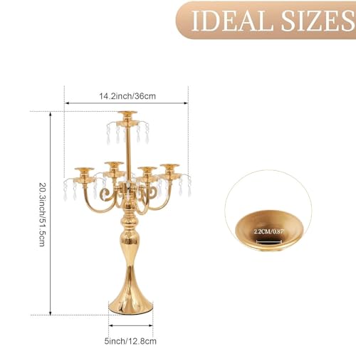 2Pcs 20" Crystal Candelabra Candle Holders for Wedding Centerpiece Decor (Black) O837