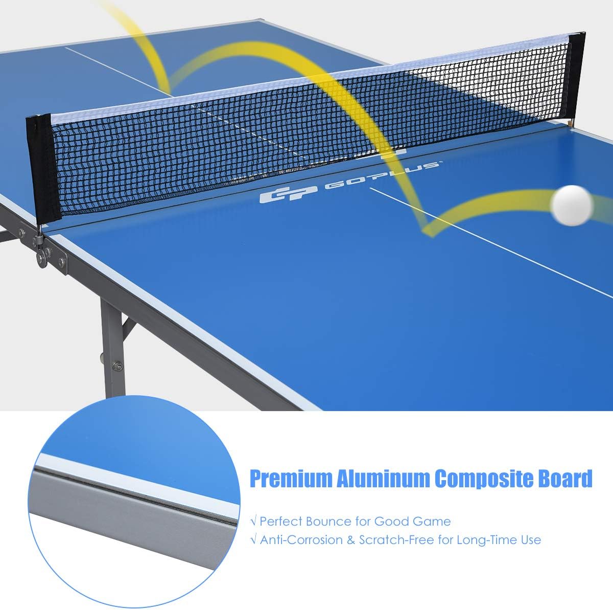 Goplus Foldable Ping Pong Table with Net, 2 Paddles and Balls C97218