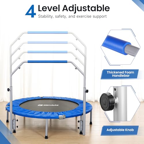 BCAN Foldable Mini Trampoline with Adjustable Foam Handle for Adults O541845