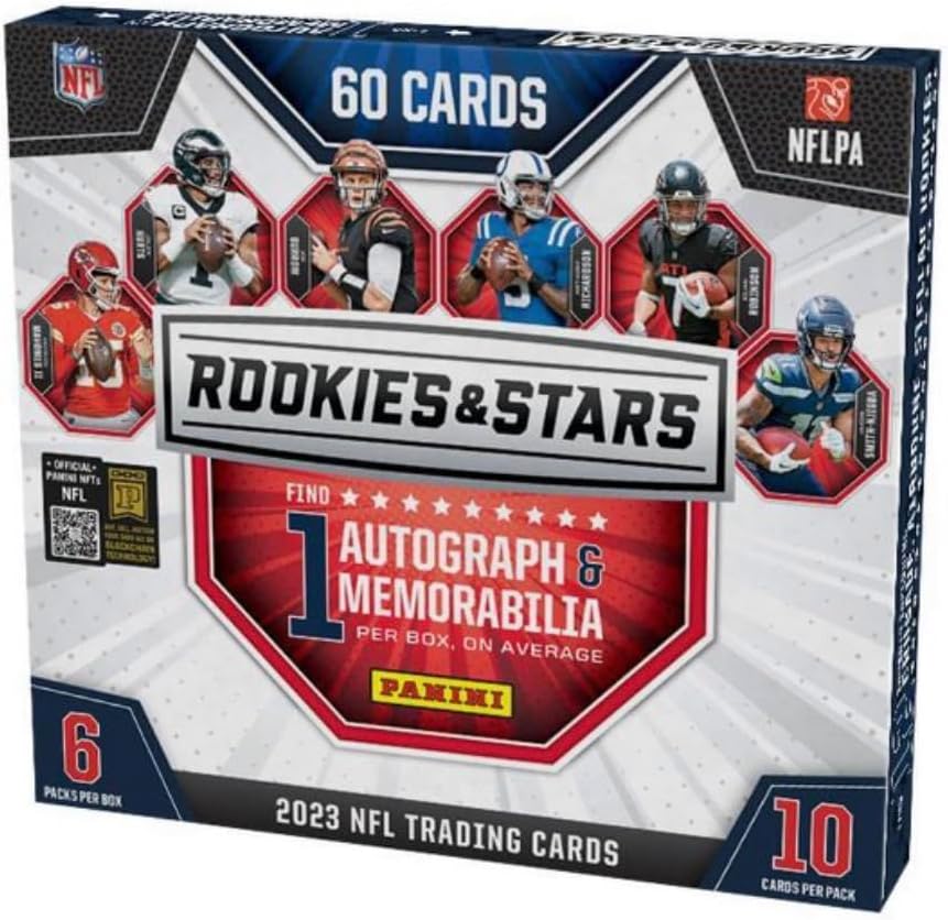 2023 Panini Rookies & Stars Football Trading Cards Mega Box (1 autograph & 1 memorabilia card per box)