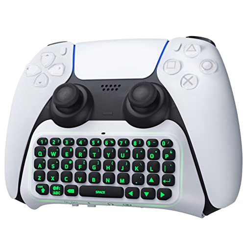 TiMOVO Multi-Color RGB Backlight Keyboard for PS5 Controller, Wireless Bluetooth Keypad Chatpad for PlayStation 5 Controller, Mini PS5 Game Keyboard Built-in Speaker with 3.5mm Audio Jack, Black