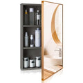 Medicine Cabinets with Mirror Bathroom Mirror Medicine Cabinet Wall Mounted Framed Recessed Bathroom Medicine Cabinet with Mirror 16 x 24 inch Mirror Cabinet Size (Light Grey,1 Pack)