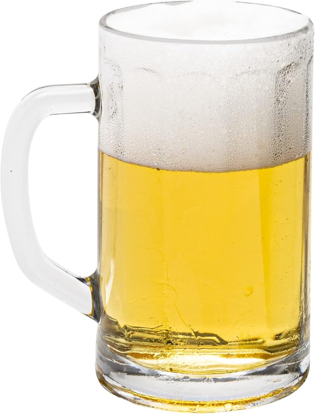 Vikko 17 Ounce Beer Glass Mugs, Weighted Base Clear Beer Mugs with Comfortable Handle, Versatile, Dishwasher Safe, Set of 6 (3.4” x 6.2”)