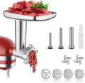 Meat Grinder Attachment for Kitchenaid Stand Mixers, Heavy Duty Easy to Clean Sausage Maker for Kitchenaid Includes 4 Grinding Plates, 3 Sausage Stuffer Tubes, 2 Grinding Blades