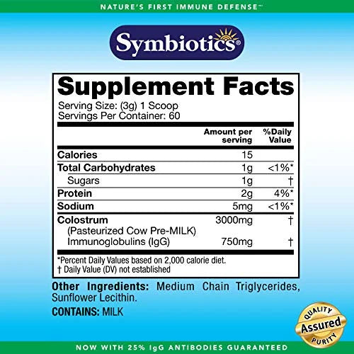 Symbiotics Colostrum Plus Powder Supplement, 6.3 oz (180 g) V84002