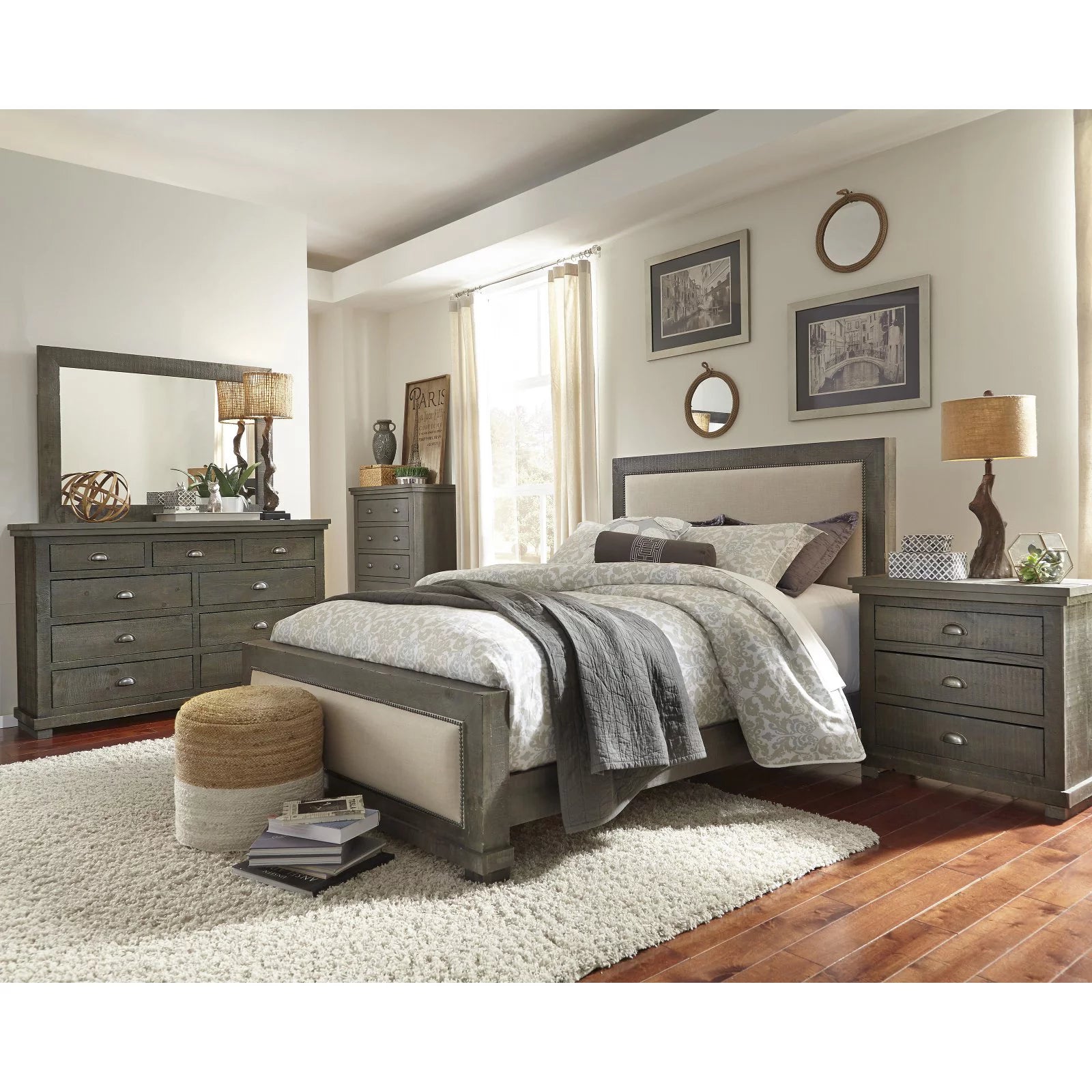 Progressive Furniture Willow 6 Drawer Media Chest in Distressed Pine G1128